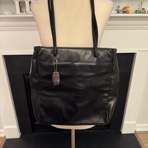🖤 Vintage Nine West Genuine Leather Black Tote Bag